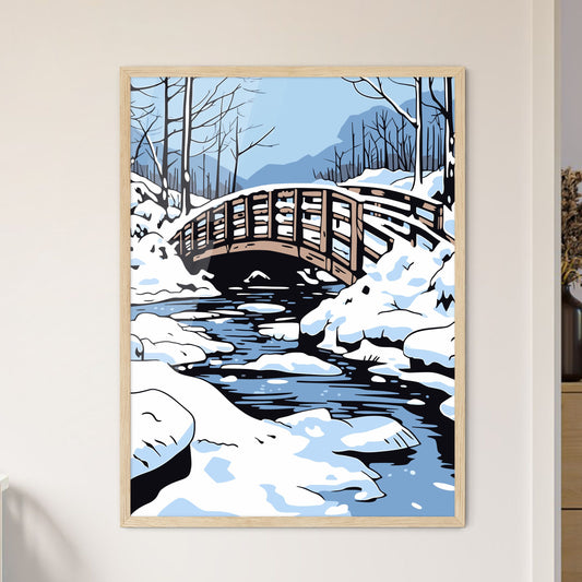 A Bridge Over A Stream Following A Heavy Snow - A Bridge Over A Stream In A Snowy Forest Default Title