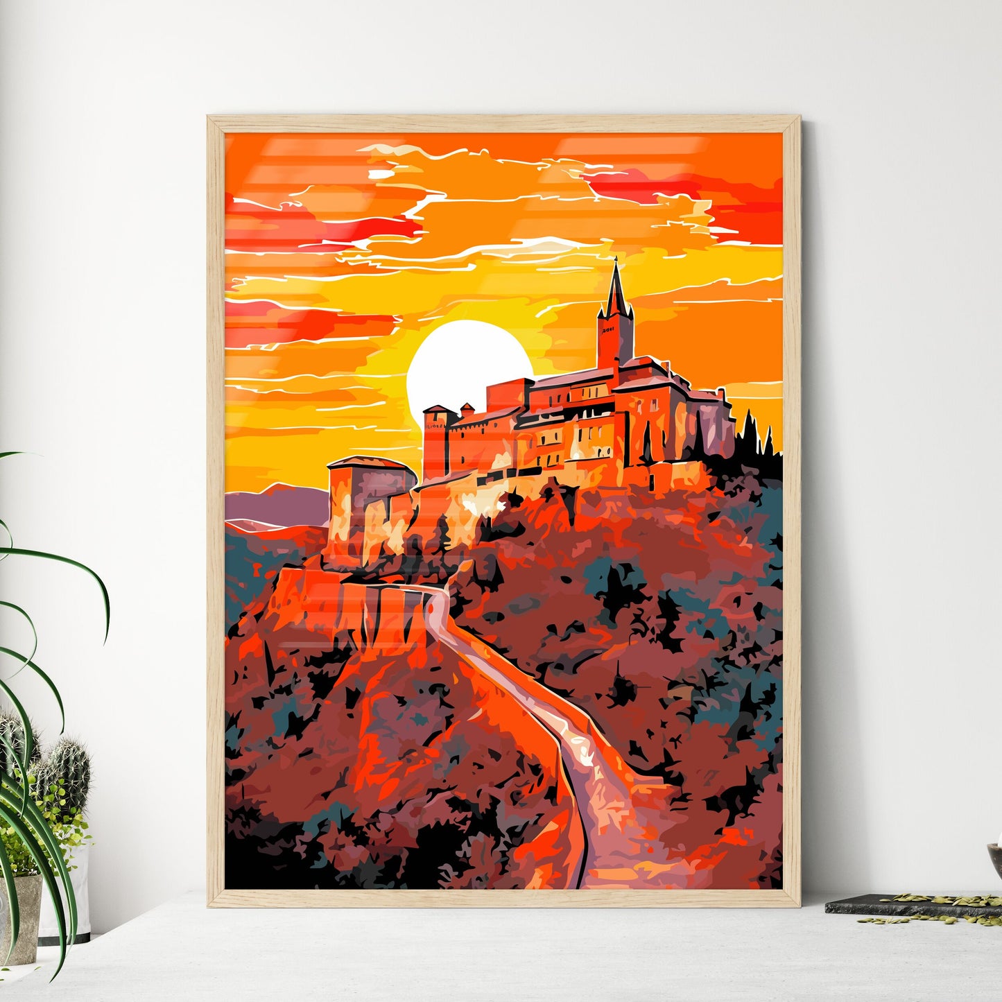 Alcazar Castle On Sunset - Segova Spain - A Castle On A Hill Framed Art
