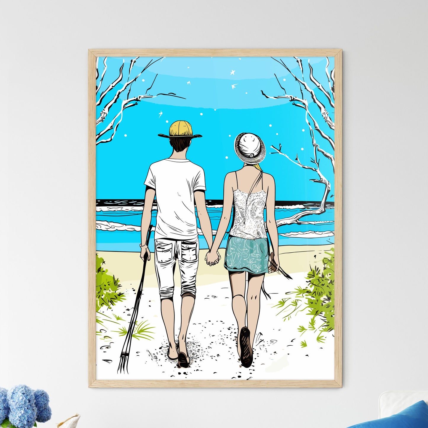 Beach Holidays For Romantic Young Couple - A - Framed Art Print