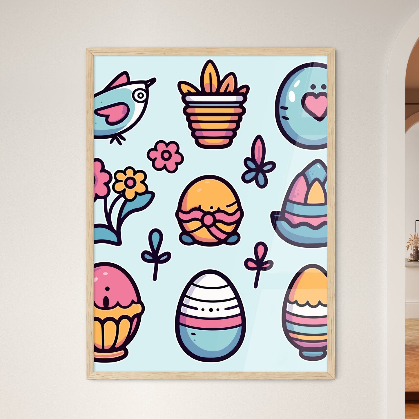 Collection Of Easter Icons And Design Elements  Wall Art