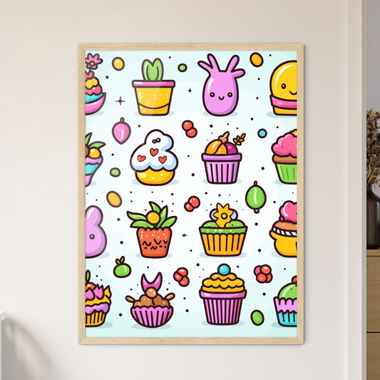 Colorful Easter Icons - Vector Set - A Collection Of Cartoon Cupcakes Default Title