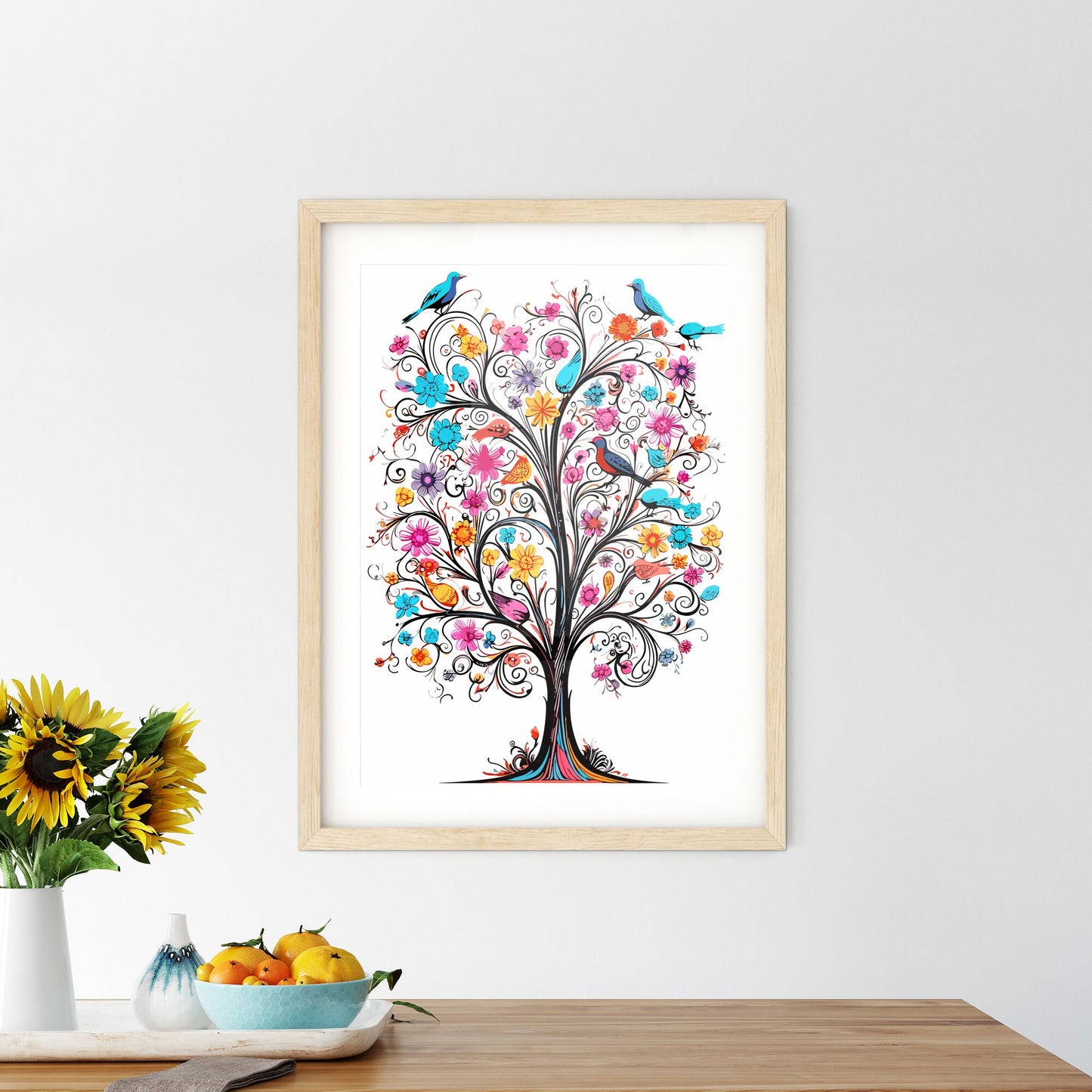 Colorful Easter Tree With Eggs Birds And Flowers - A Colorful Tree With Birds And Flowers Default Title