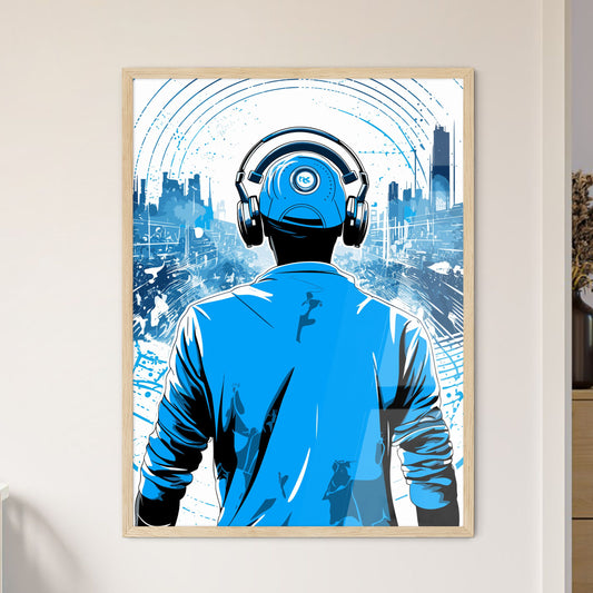 Disk Jockey With An Urban Background - A Man - Framed Art Print
