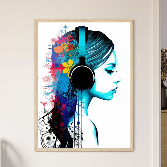Dj Girl  Music Colors Mix - Floral Calli - Framed Art Print