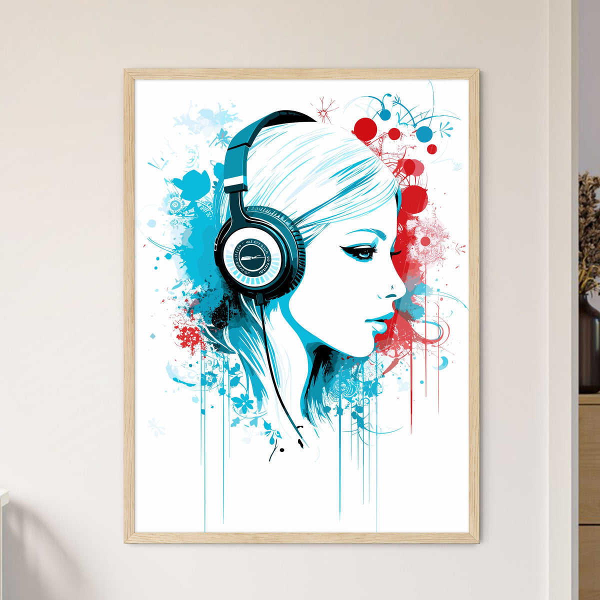 Dj Girl  Music Colors Mix - Floral Calli - Framed Art Print