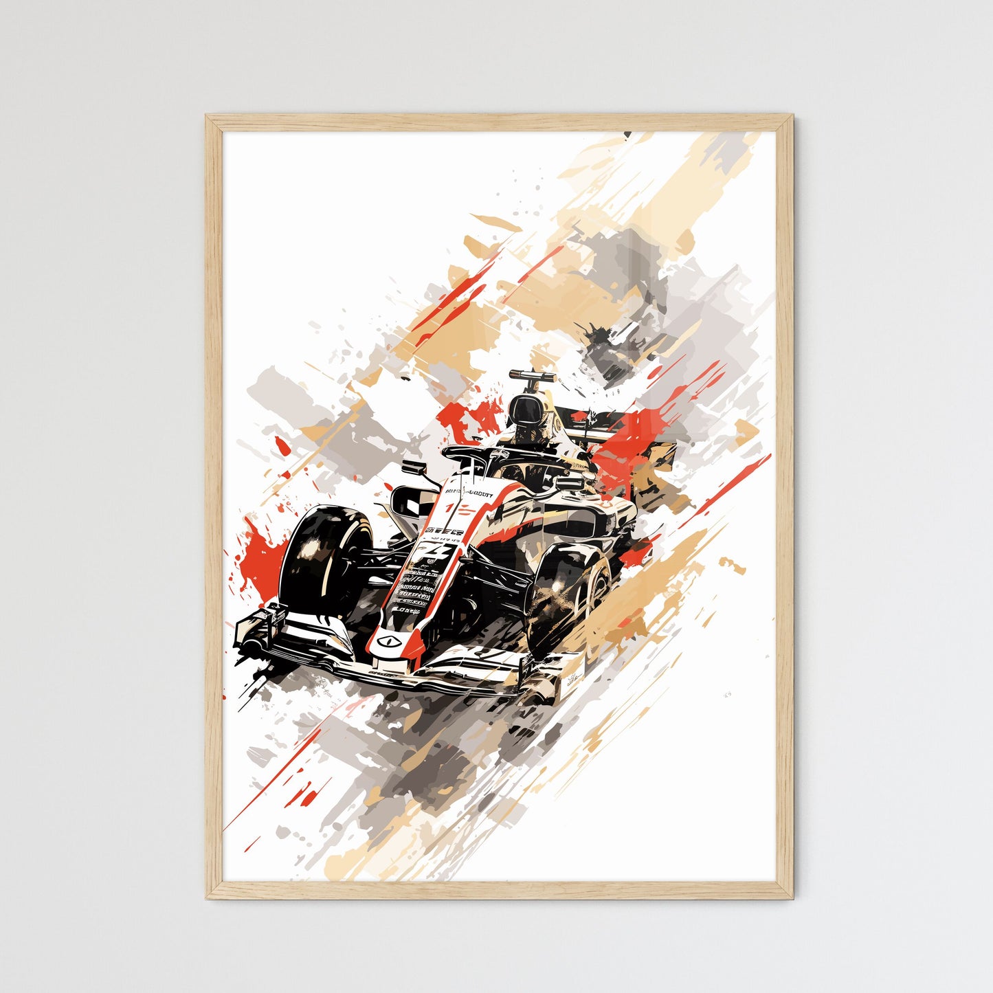 Formula 1 Race Poster - A Race Car W - Framed Art Print