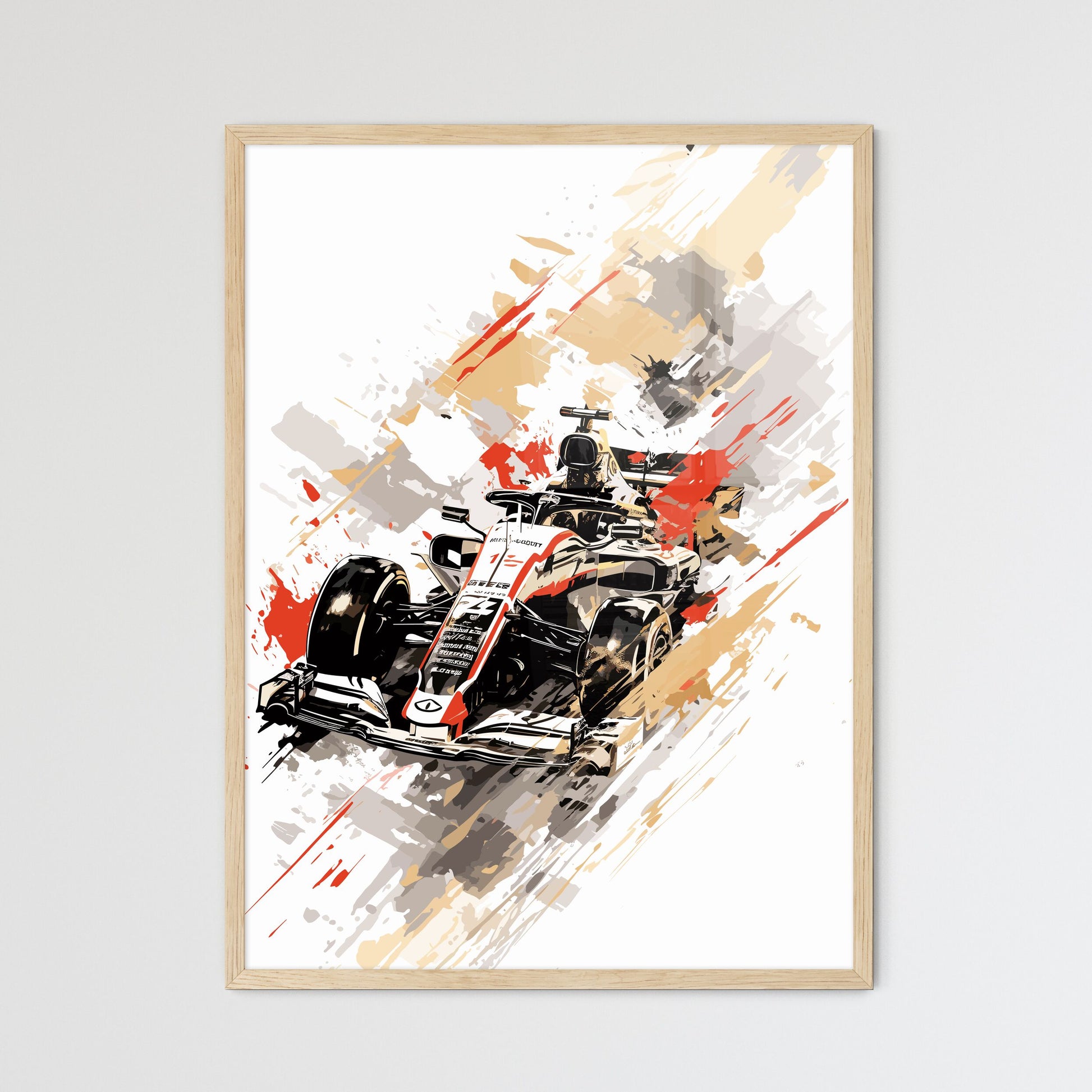Formula 1 Race Poster - A Race Car W - Framed Art Print