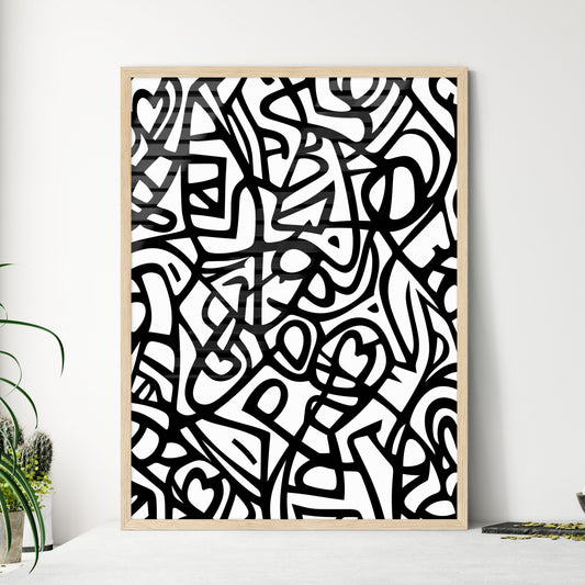 Graffiti Black And White Love Pattern Doodle - A Black And White Pattern Default Title