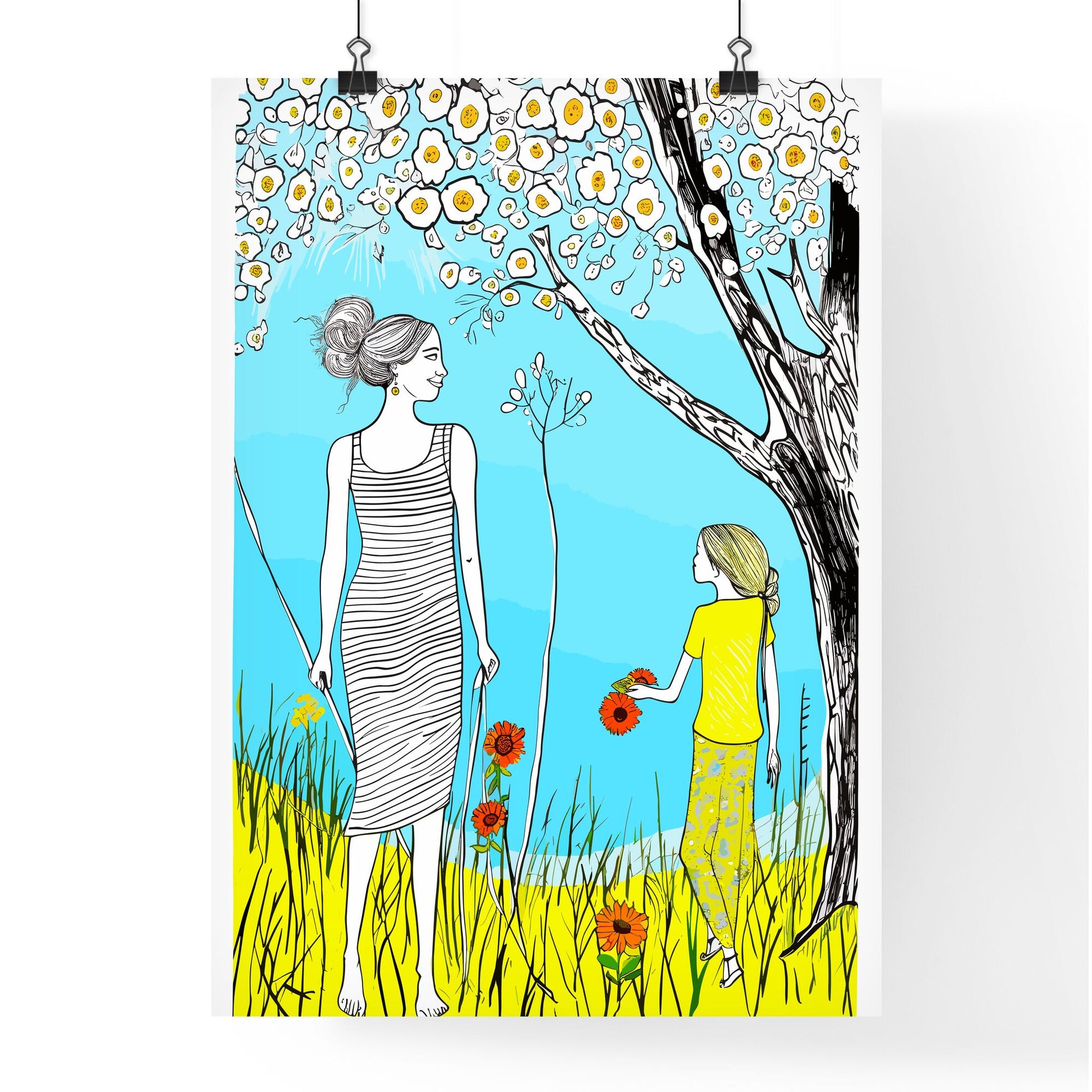 Happy Mothers Day - From A Daughter - A Woman And A Girl Standing In A Field With Flowers Default Title