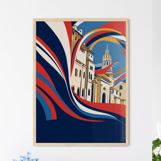 Italy Vacation Poster - A Colorful Art Of Buildings And A Flag Default Title