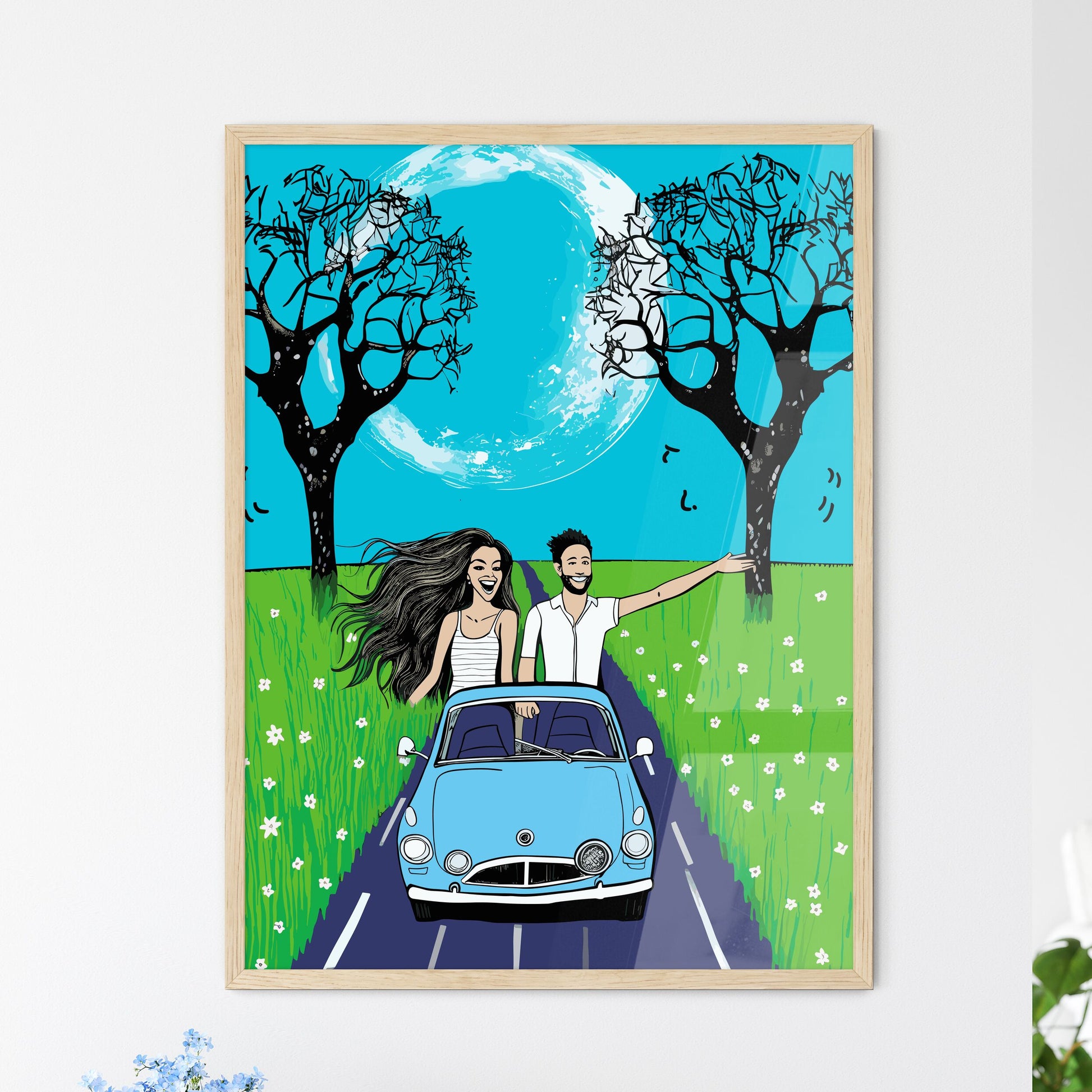 Just Married - Newlywed Couple Driving A Car - A Man And Woman Standing In A Car Default Title