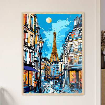 Paris France Great Advertising Poster - A Street With Buildings And A Tower