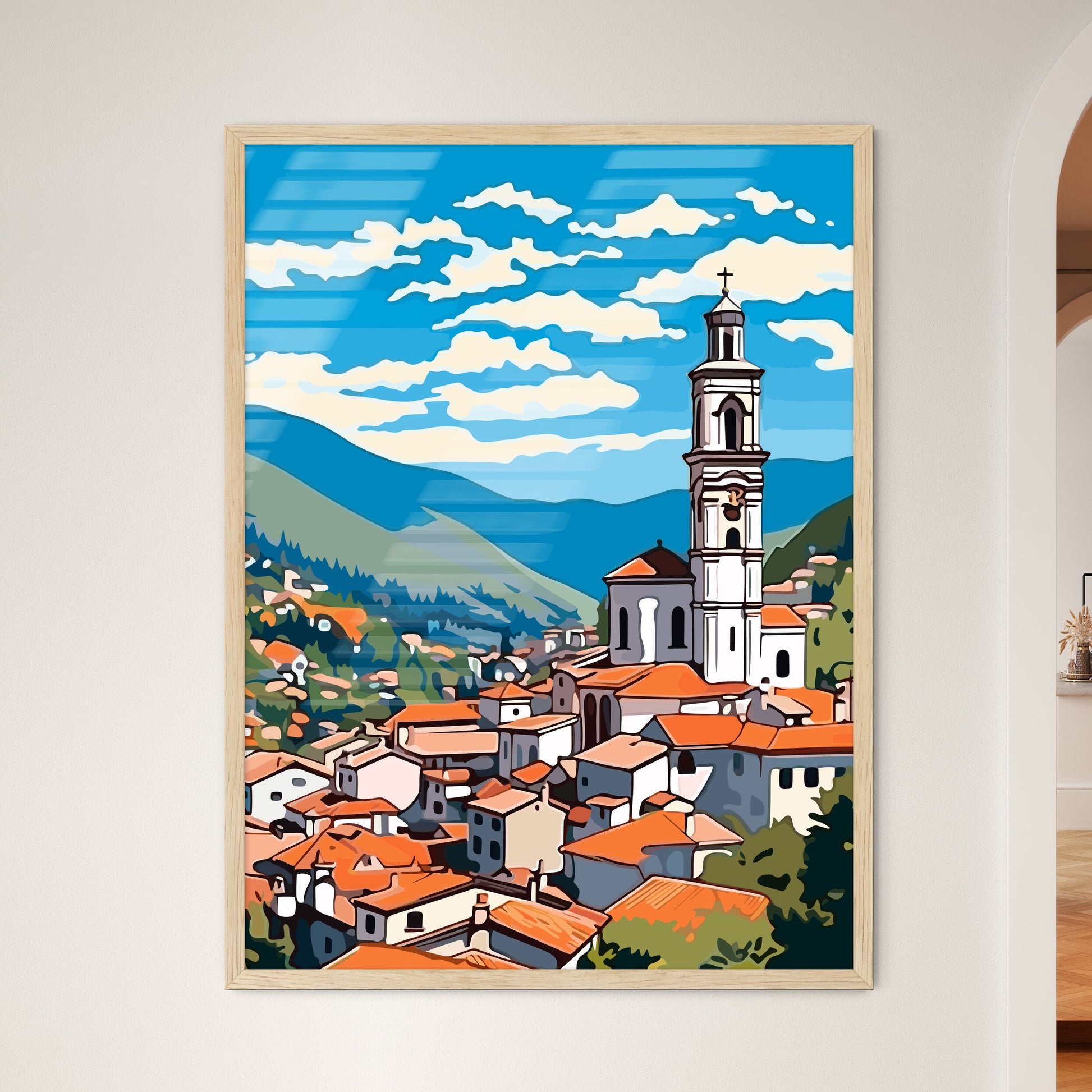 Segova Spain - A Building With A Tower In A Valley Framed Art