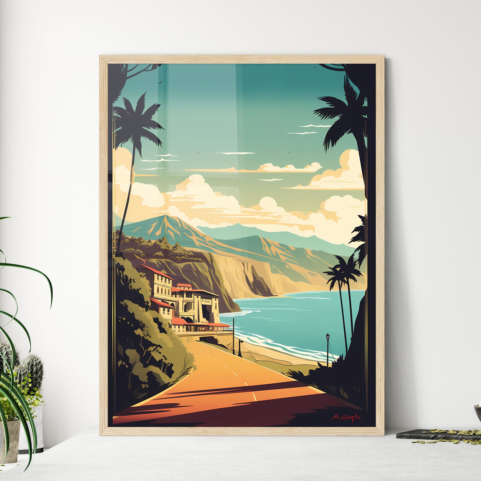 Valencia Vacation Poster - A Poster Of A Beach And A House Framed Art