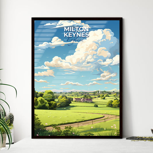 Milton Keynes England Skyline - A Landscape With A Road And Trees - Customizable Travel Gift Default Title