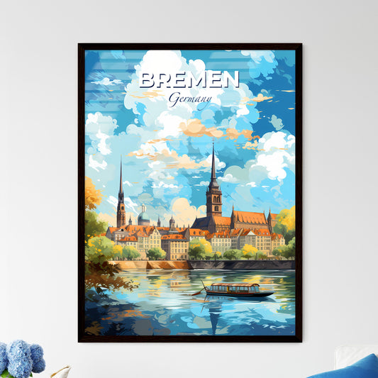 Bremen Germany Skyline - A Boat On The Water - Customizable Travel Gift Default Title