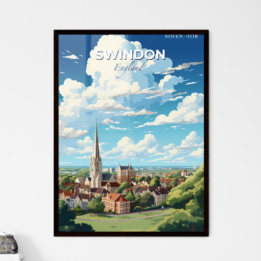 Swindon England Skyline - A City With A Tall Tower And Trees - Customizable Travel Gift Default Title
