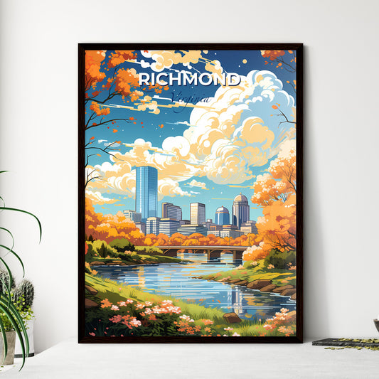 Richmond Virginia Skyline - A River With A Bridge And Trees With Orange Leaves - Customizable Travel Gift Default Title