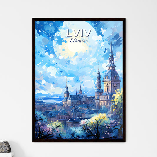 Lviv Ukraine Skyline - A Painting Of A City With A Large Building - Customizable Travel Gift Default Title