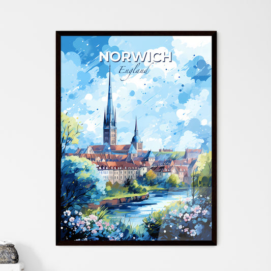 Norwich England Skyline - A Painting Of A City With A River And Trees - Customizable Travel Gift Default Title