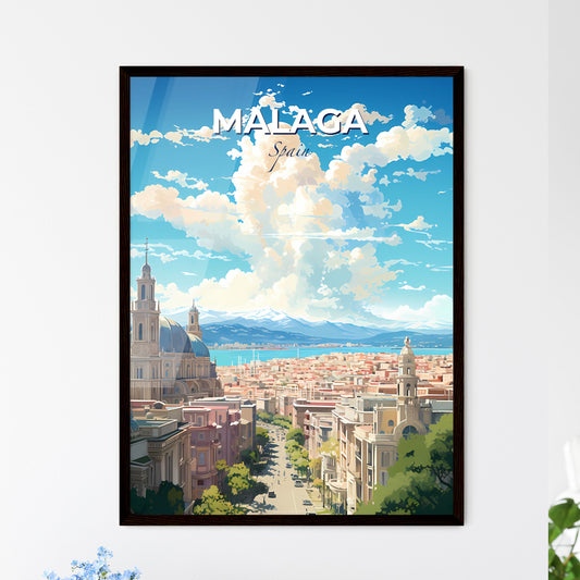 Mlaga Spain Skyline - A City With A Large Building And Mountains In The Background - Customizable Travel Gift Default Title