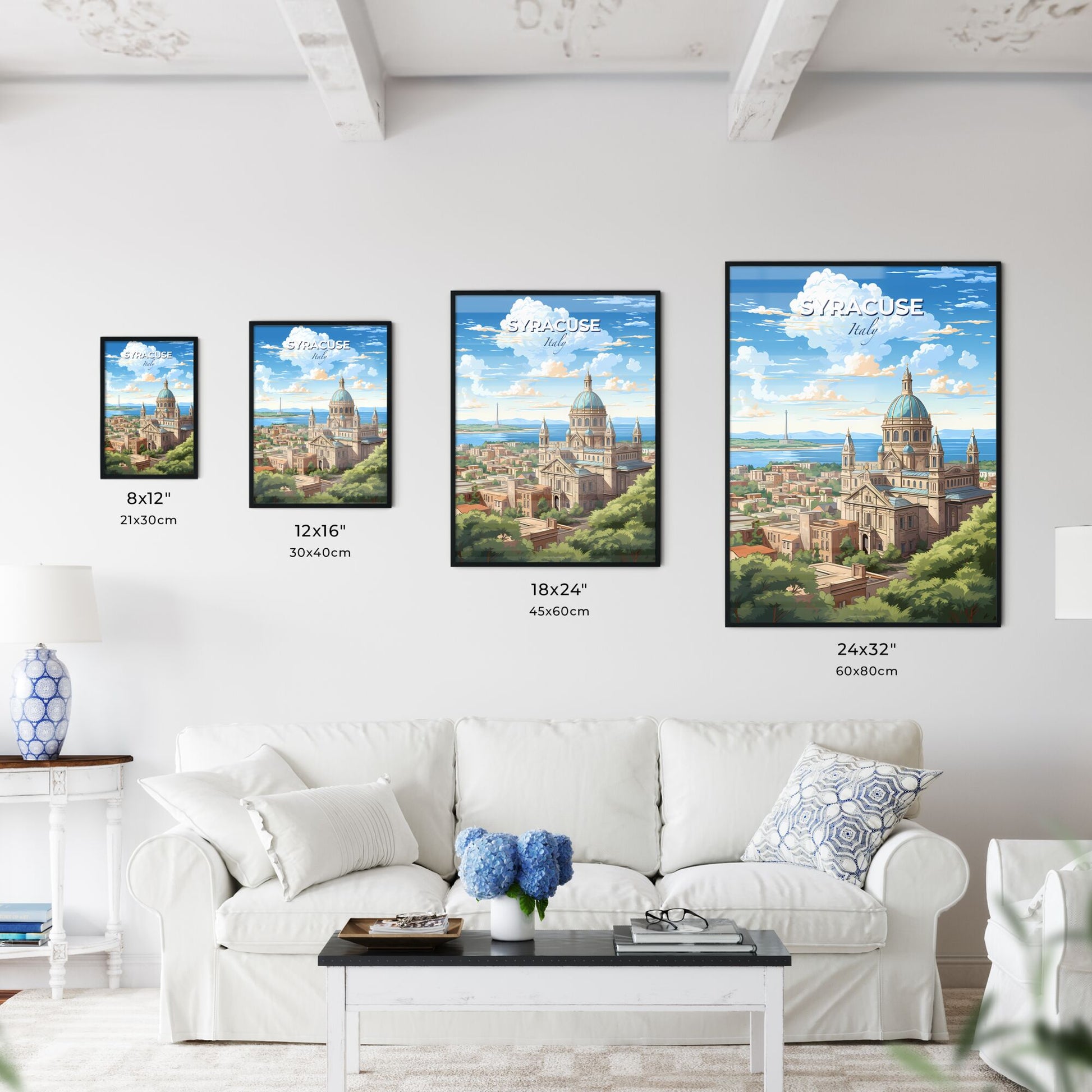 Syracuse Italy Skyline - A Large Building With A Dome And A City Landscape - Customizable Travel Gift Default Title