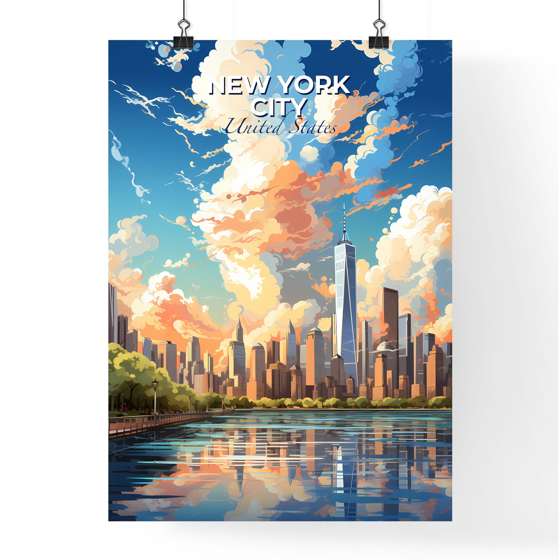 New York City Skyline - A City Skyline With Trees And A Body Of Water - Customizable Travel Gift Default Title