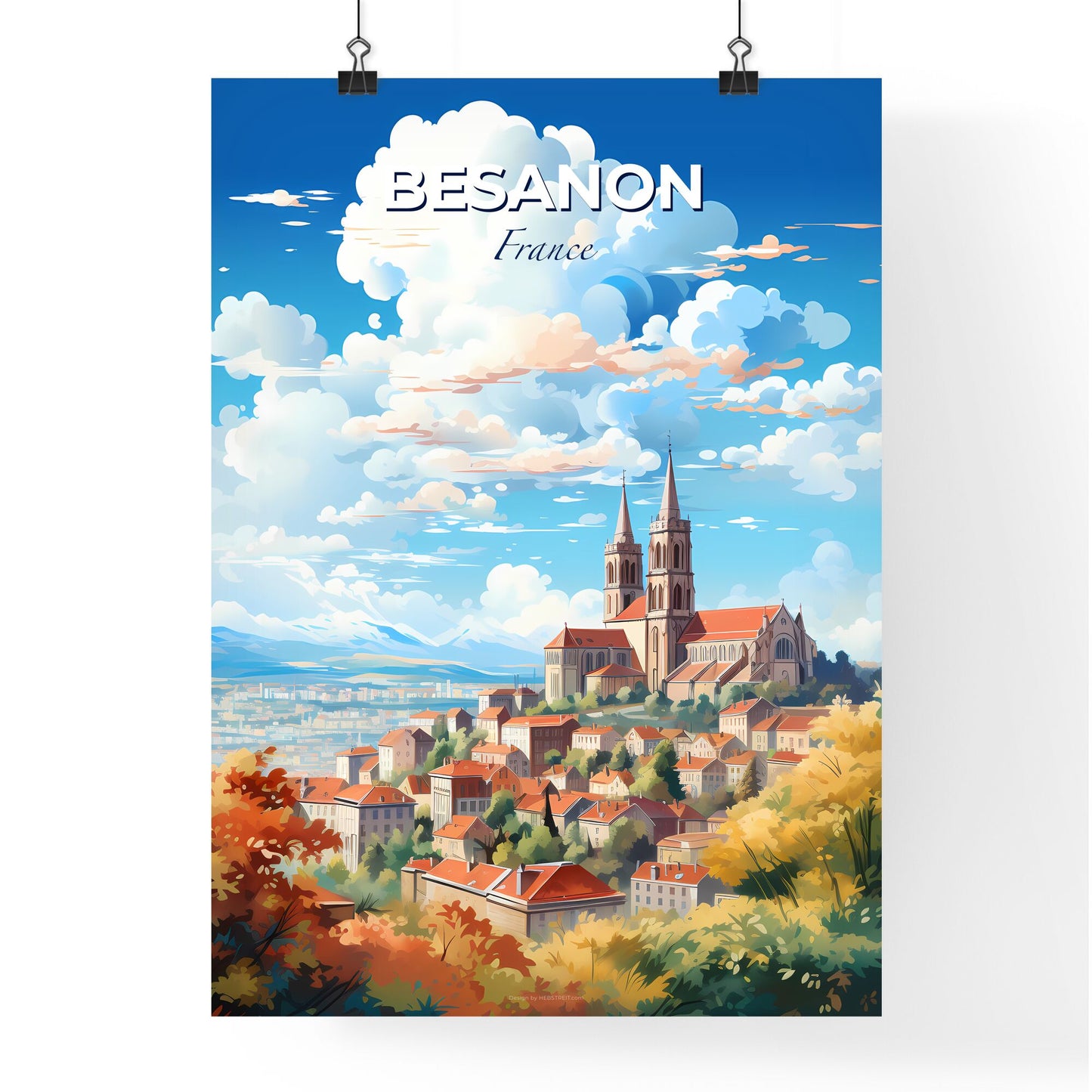 Besanon France Skyline - A City With A Church And Trees - Customizable Travel Gift Default Title