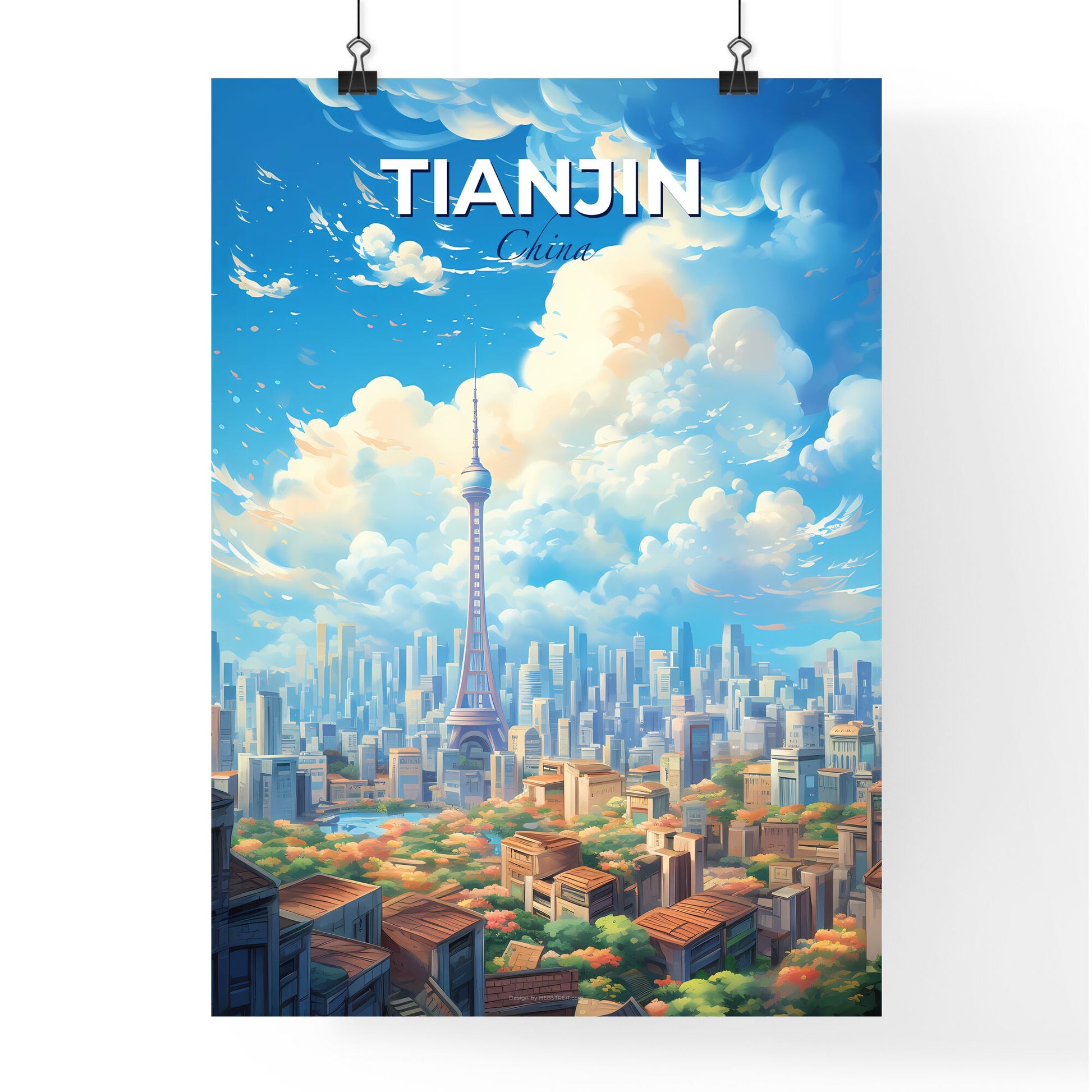 Tianjin China Skyline - A Cityscape With A Tower In The Distance - Customizable Travel Gift Default Title