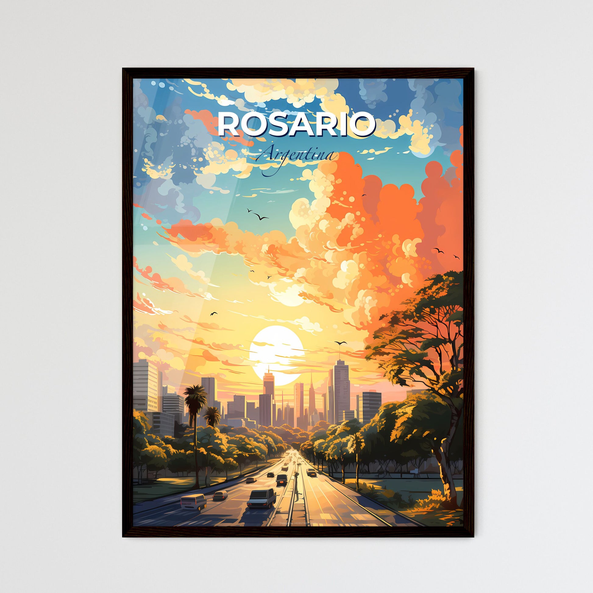 Rosario Argentina Skyline - A Road With Trees And A City In The Background - Customizable Travel Gift Default Title