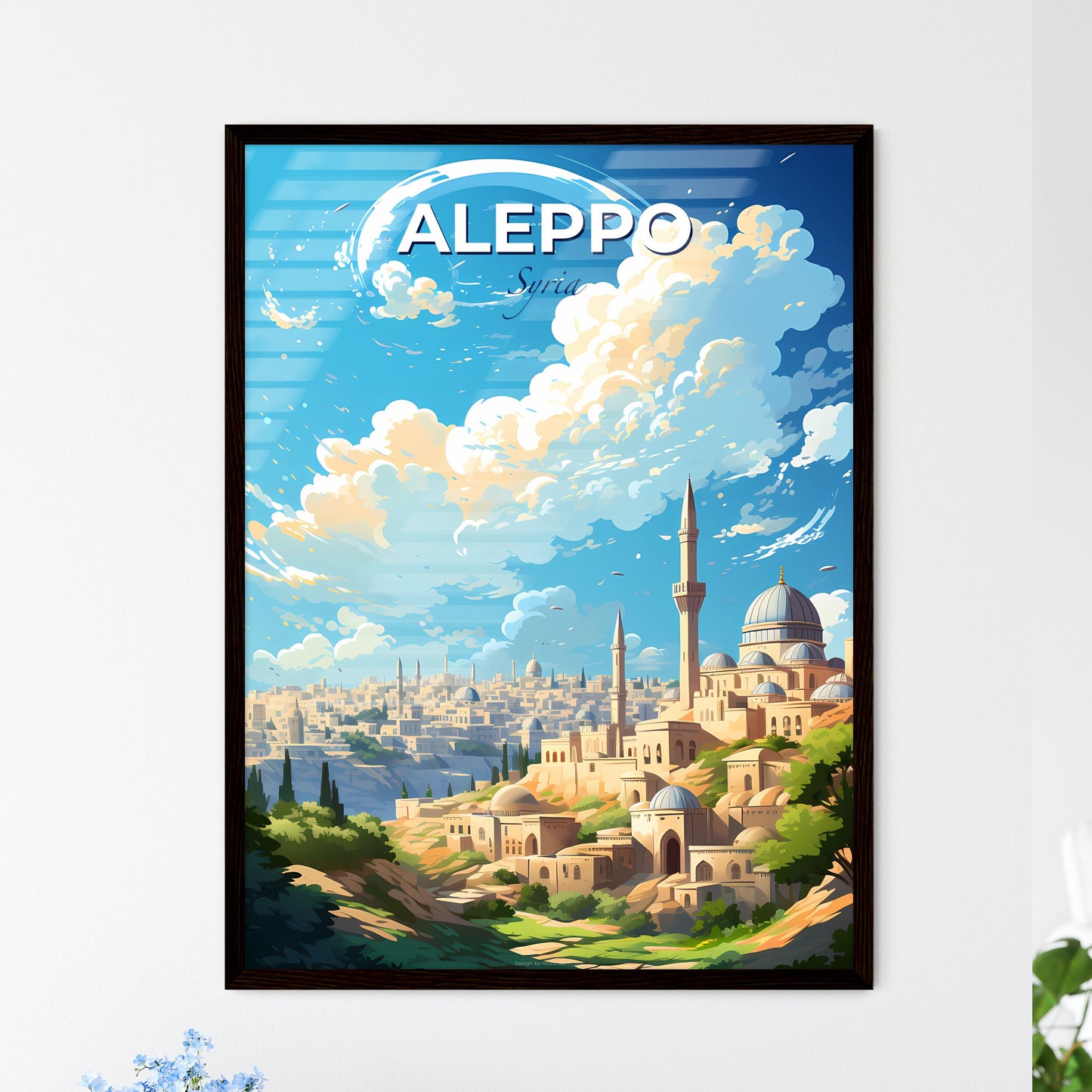 Aleppo Syria Skyline - A City With Towers And Towers On A Hill - Customizable Travel Gift Default Title