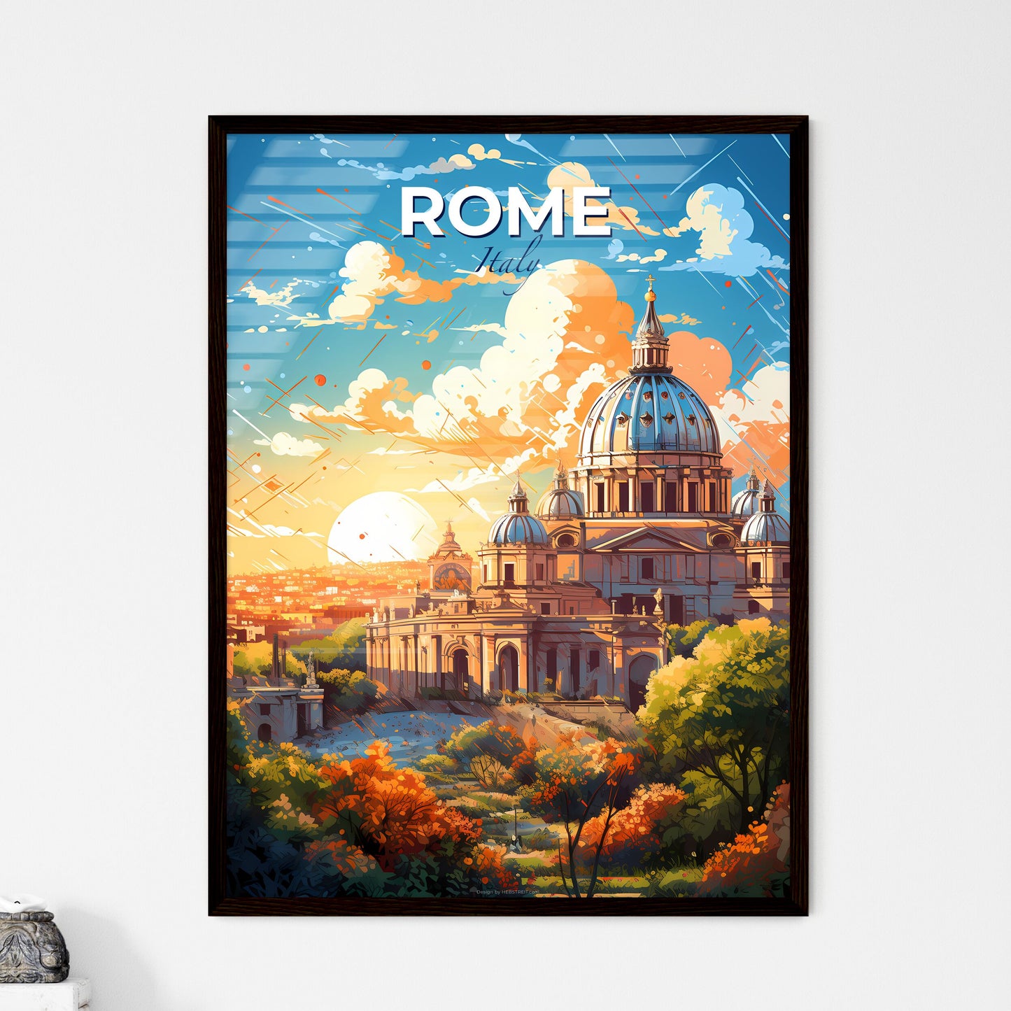 Rome Italy Skyline - A Building With A Dome And Trees In Front Of It - Customizable Travel Gift Default Title