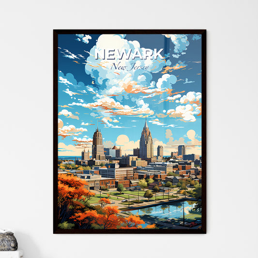 Newark New Jersey Skyline - A Cityscape With Trees And Clouds - Customizable Travel Gift Default Title