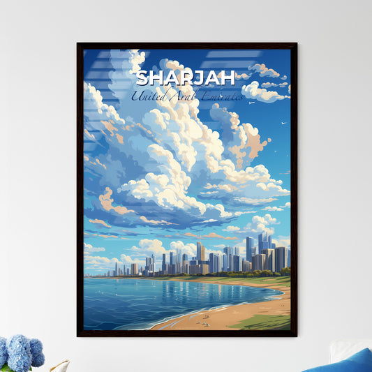 Sharjah United Arab Emirates Skyline - A City Skyline And Water With Clouds - Customizable Travel Gift Default Title