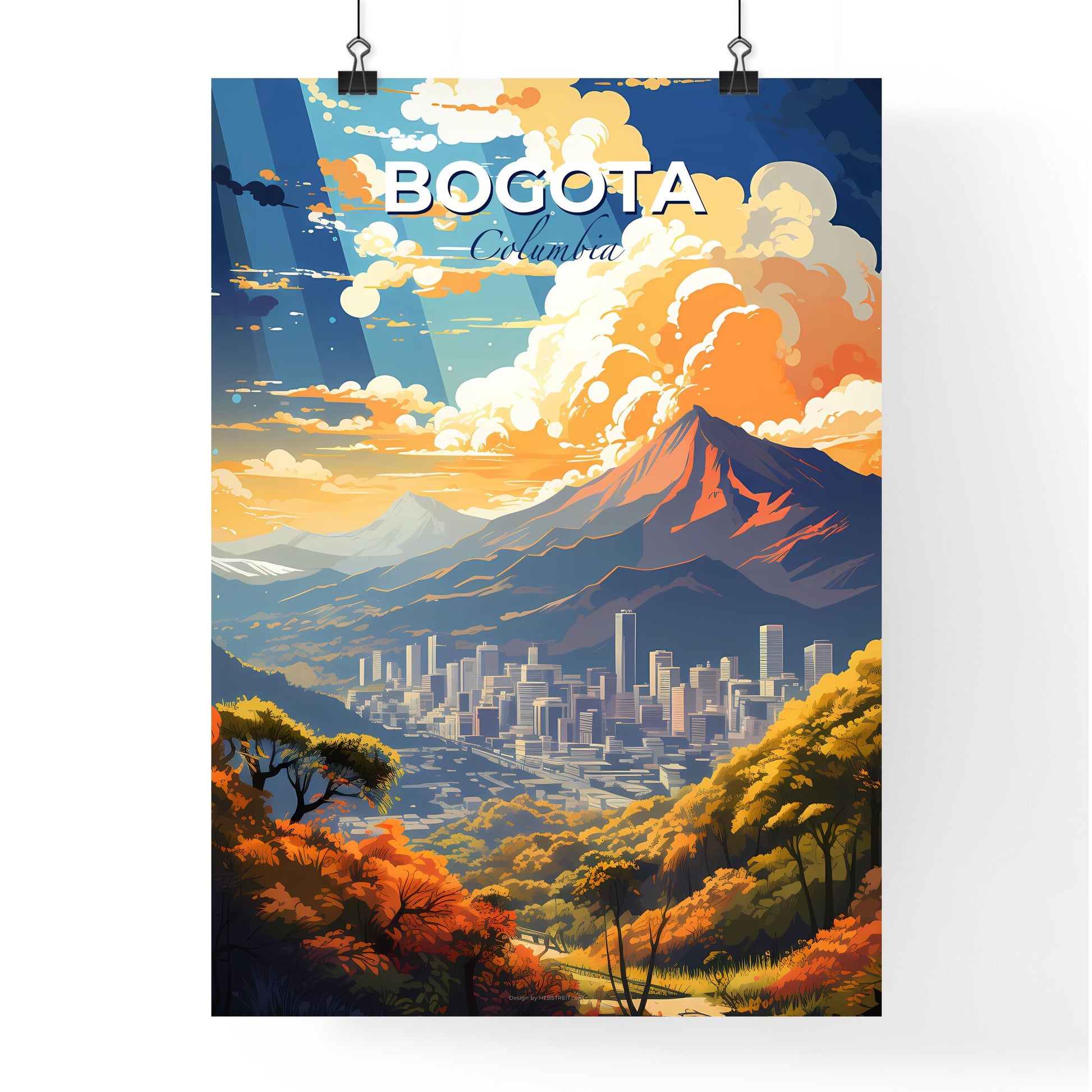 Bogota Columbia Skyline - A Landscape Of A City And Mountains - Customizable Travel Gift Default Title