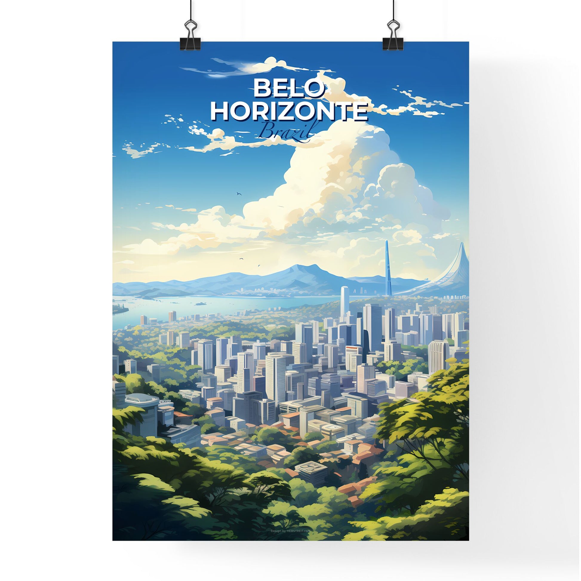 Belo Horizonte Brazil Skyline - A Cityscape With Trees And Mountains - Customizable Travel Gift Default Title
