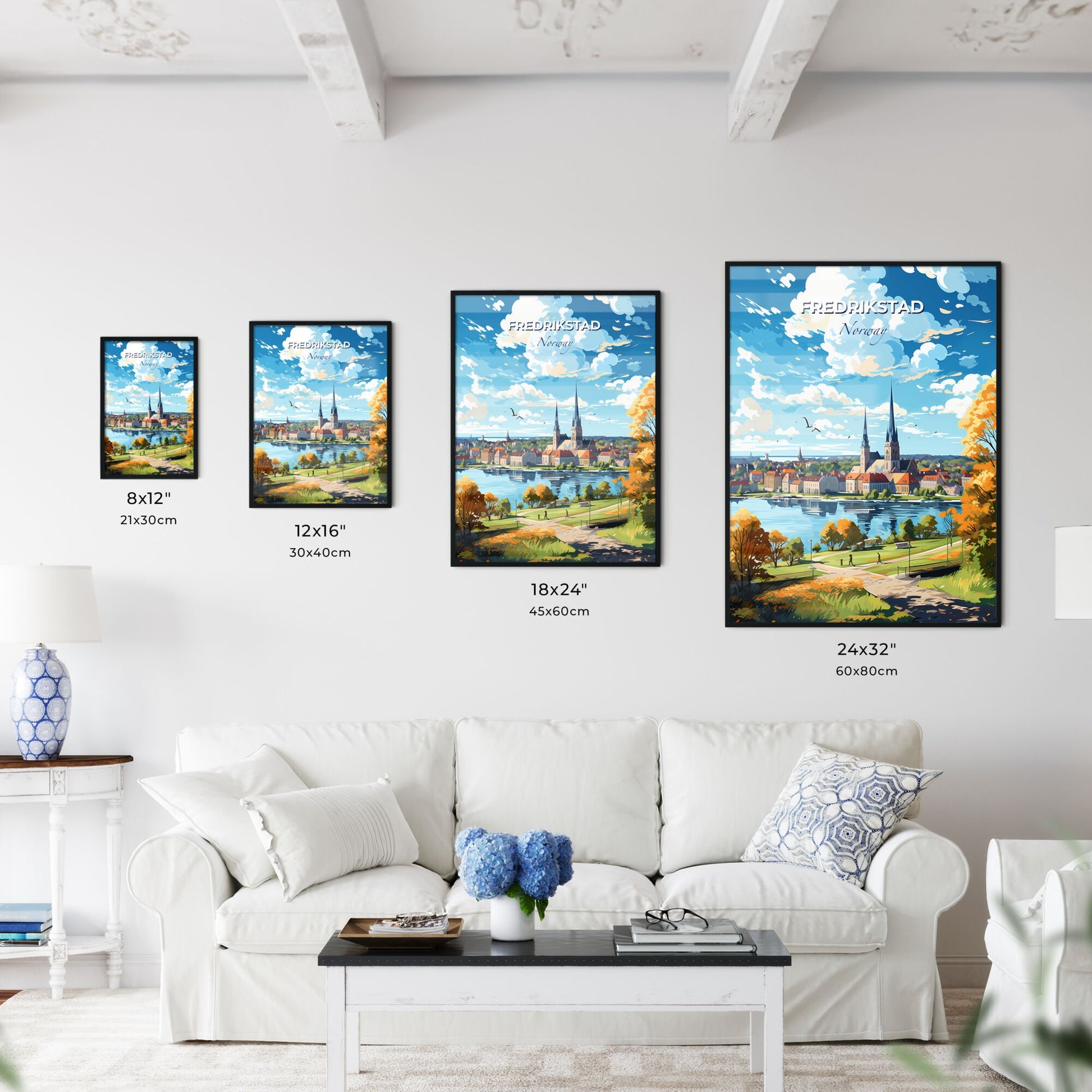 Fredrikstad Norway Skyline - A City By A Lake - Customizable Travel Gift Default Title