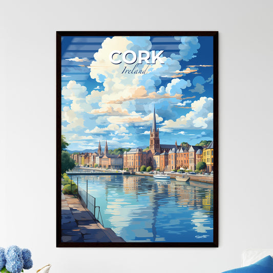 Cork Ireland Skyline - A Water Way With A City And A Boat - Customizable Travel Gift Default Title