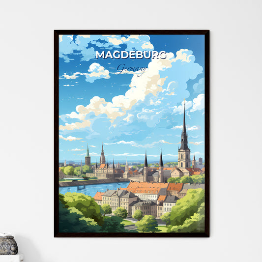Magdeburg Germany Skyline - A City With A River And Trees - Customizable Travel Gift Default Title