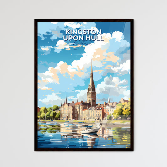 Kingston upon Hull England Skyline - A Water Body With Boats And Buildings And Trees - Customizable Travel Gift Default Title