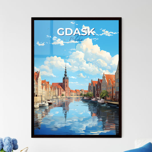 Gdask Polska Skyline - A River With Boats And Buildings In The Background - Customizable Travel Gift Default Title