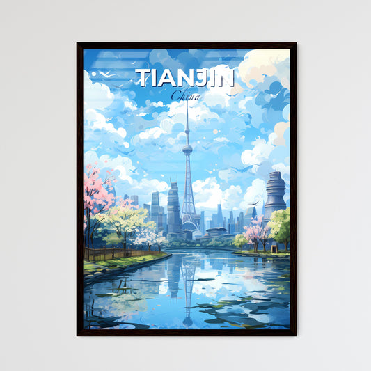 Tianjin China Skyline - A Water Body With Trees And A Tower In The Background - Customizable Travel Gift Default Title