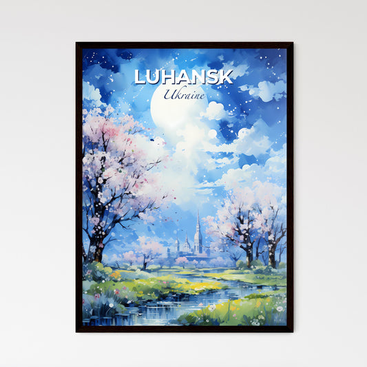 Luhansk Ukraine Skyline - A Painting Of A Landscape With Trees And A River - Customizable Travel Gift Default Title