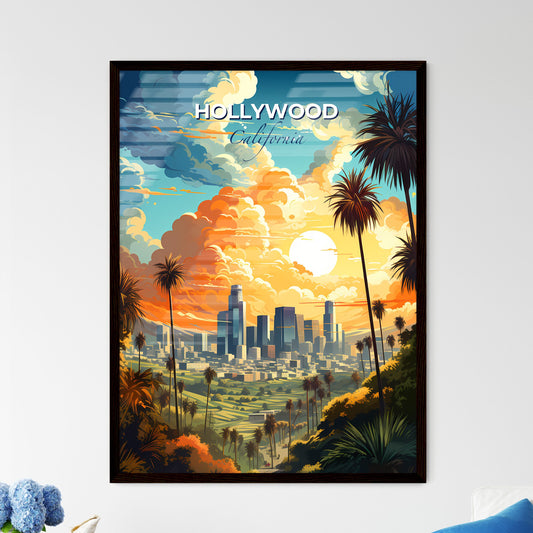 Hollywood CA Skyline - A City Landscape With Palm Trees And A Cloudy Sky - Customizable Travel Gift Default Title
