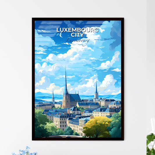 Luxembourg City Luxembourg Skyline - A City With A Spire And Trees - Customizable Travel Gift Default Title
