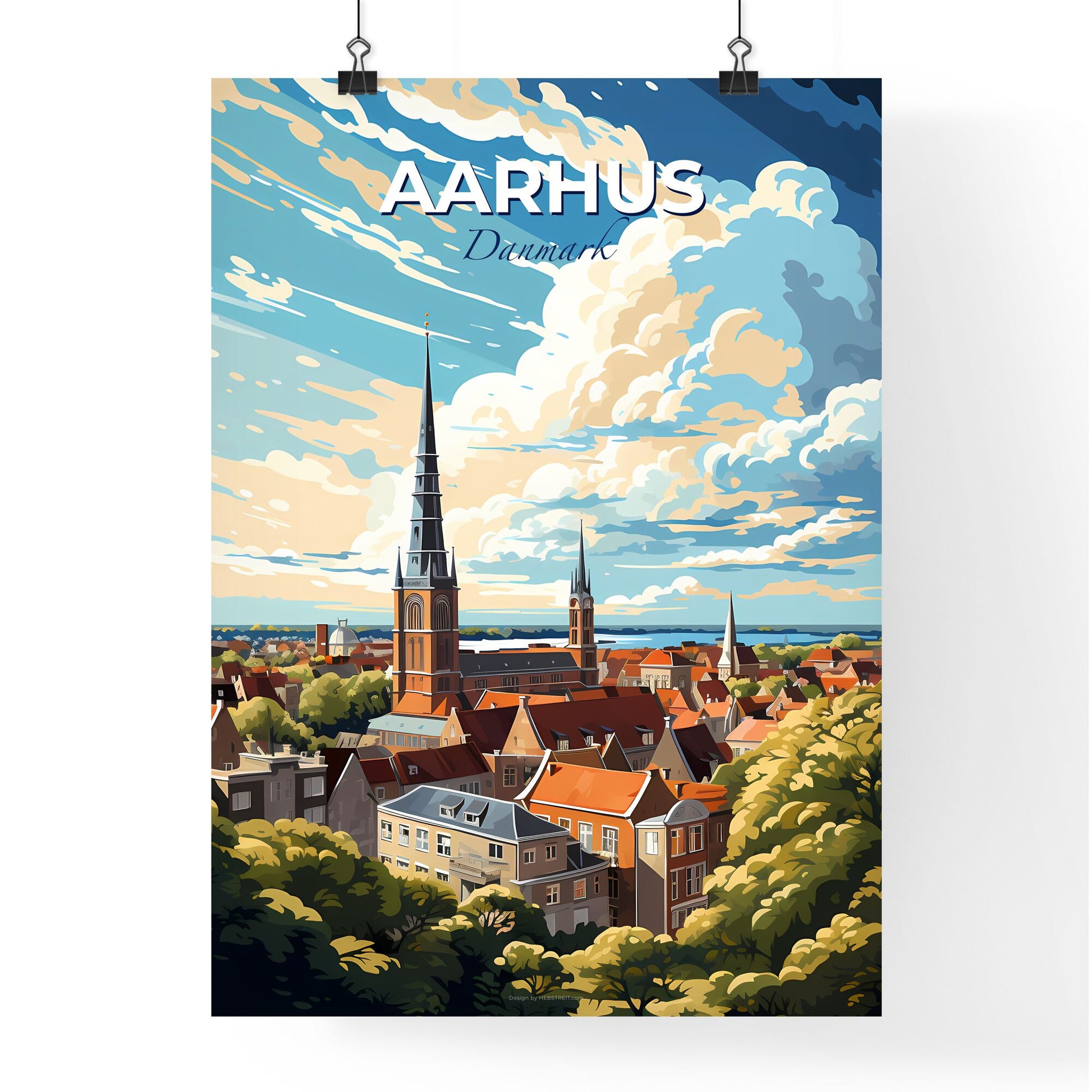 Aarhus Danmark Skyline - A City With A Tall Tower - Customizable Travel Gift Default Title