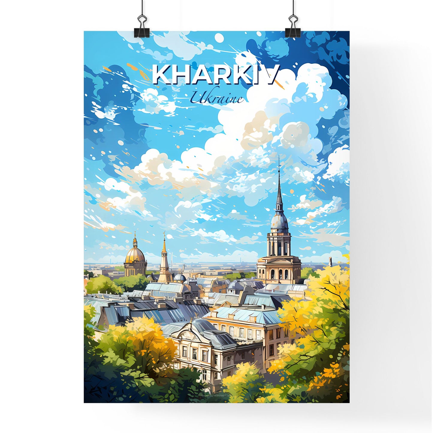 Kharkiv Ukraine Skyline - A City With A Steeple And Trees - Customizable Travel Gift Default Title