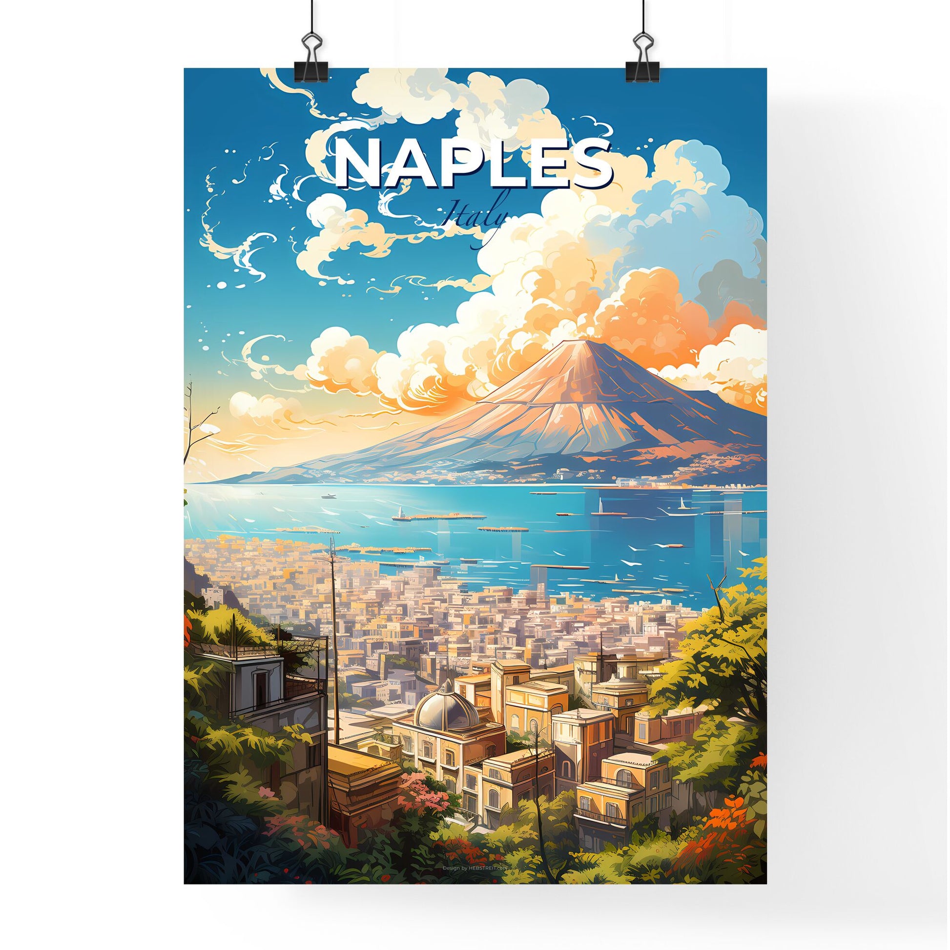 Naples Italy Skyline - A Landscape Of A City With A Mountain In The Background - Customizable Travel Gift Default Title