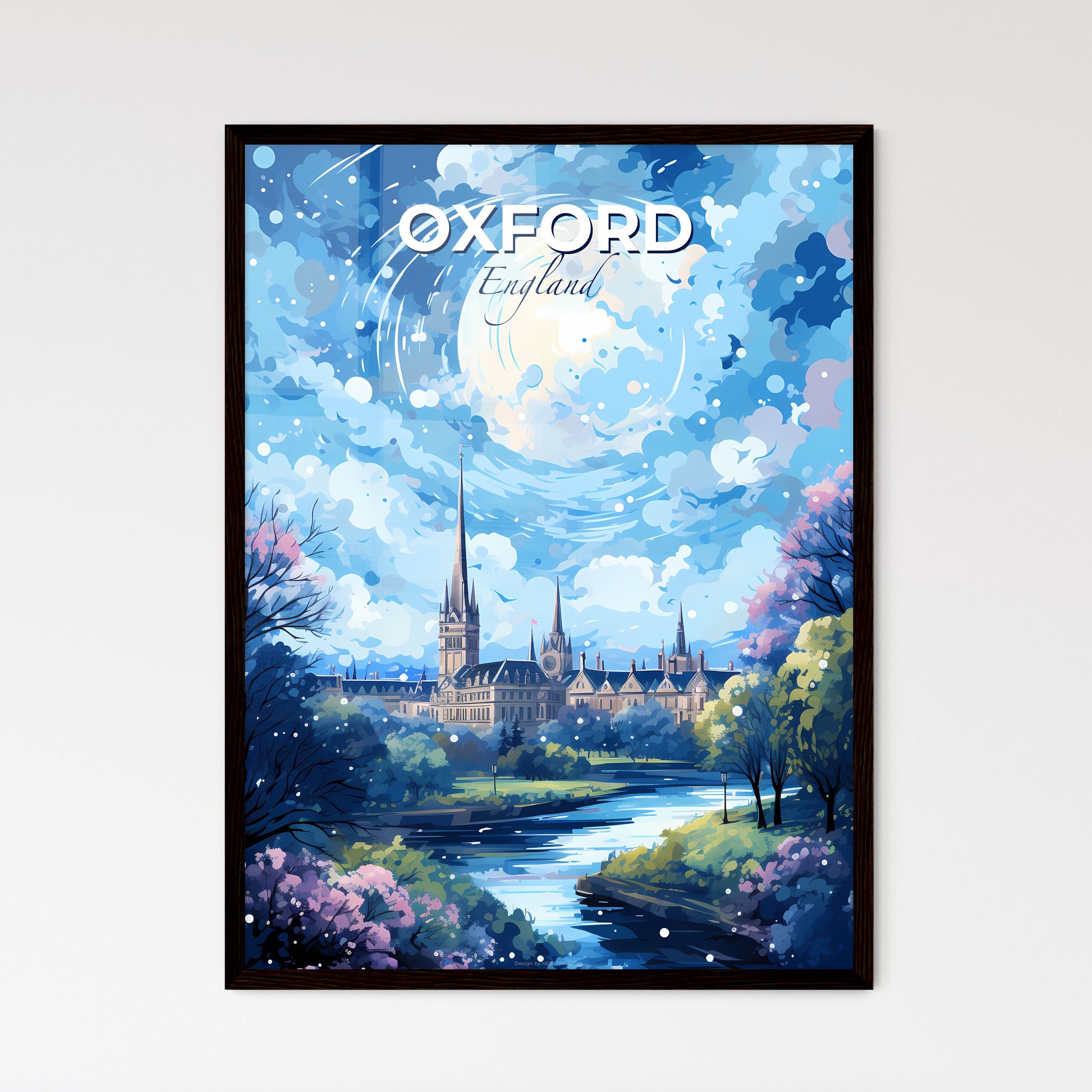 Oxford England Skyline - A Painting Of A Castle And A River - Customizable Travel Gift Default Title