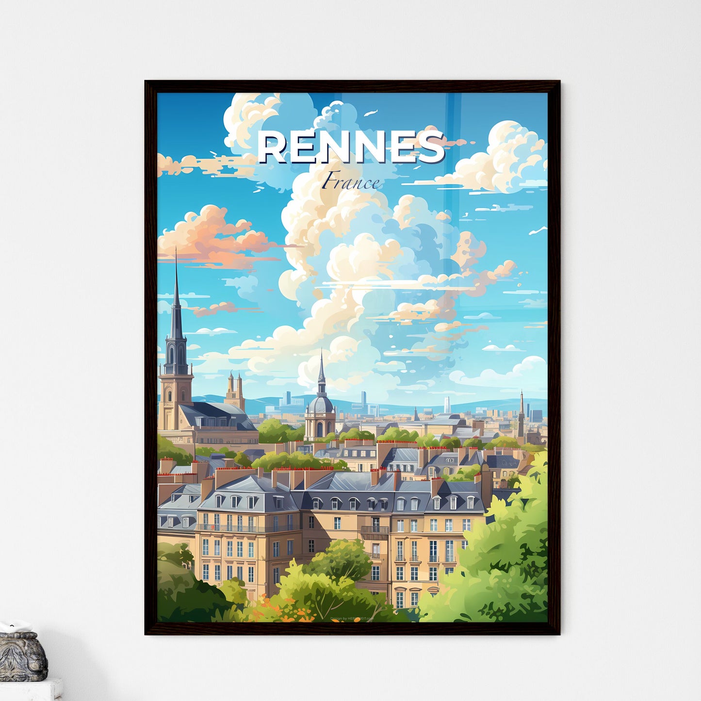 Rennes France Skyline - A City Landscape With Buildings And Trees - Customizable Travel Gift Default Title